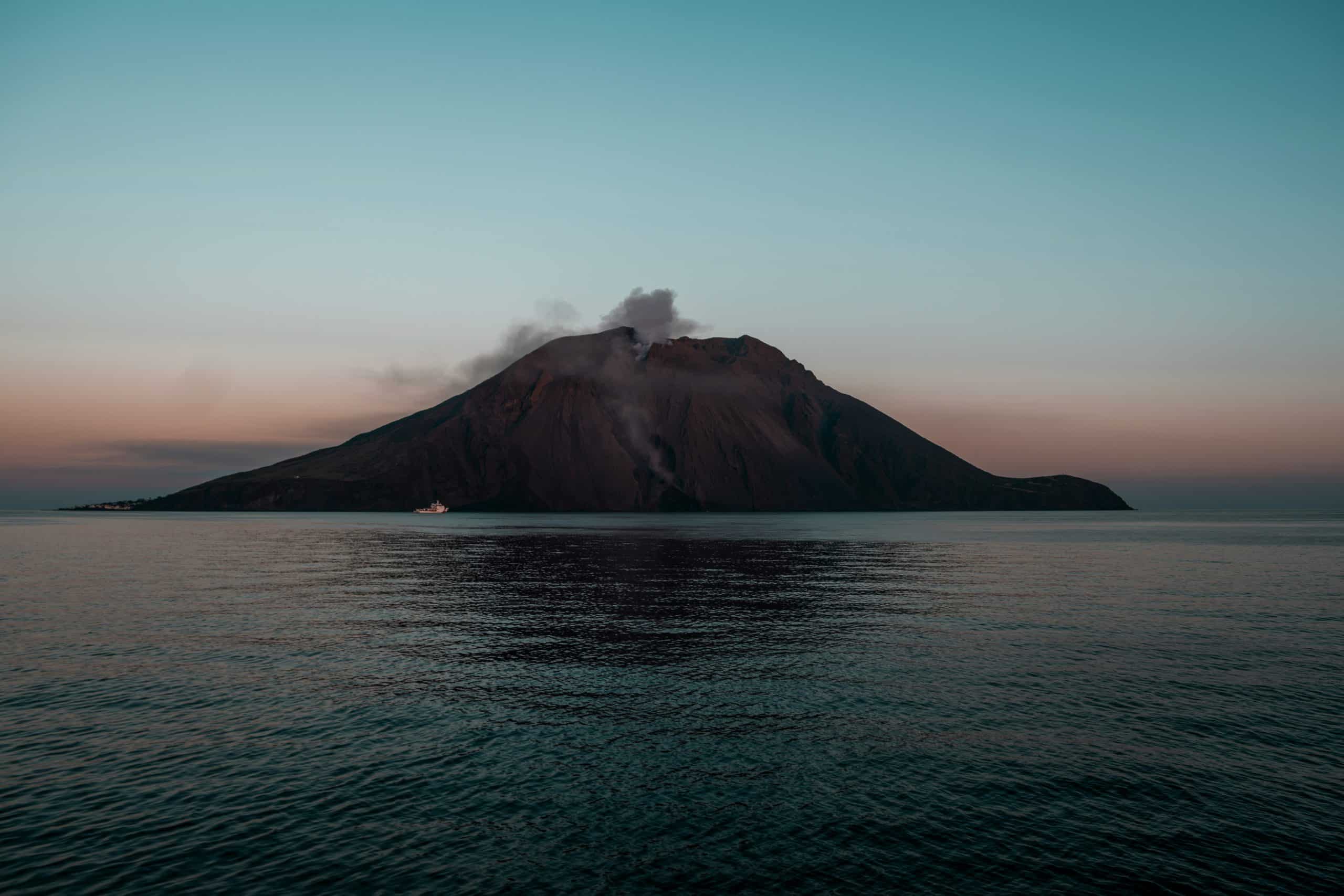 Strombolicchio islet and lighthouse at Stromboli.